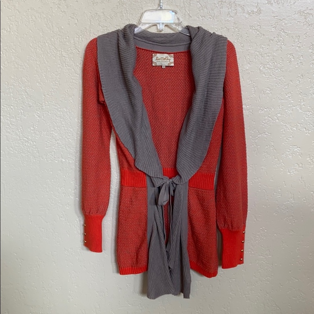 LiaMolly Orange and Tan  Cardigan